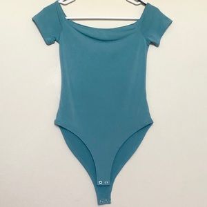 Seafoam Teal Off-the-shoulder Bodysuit